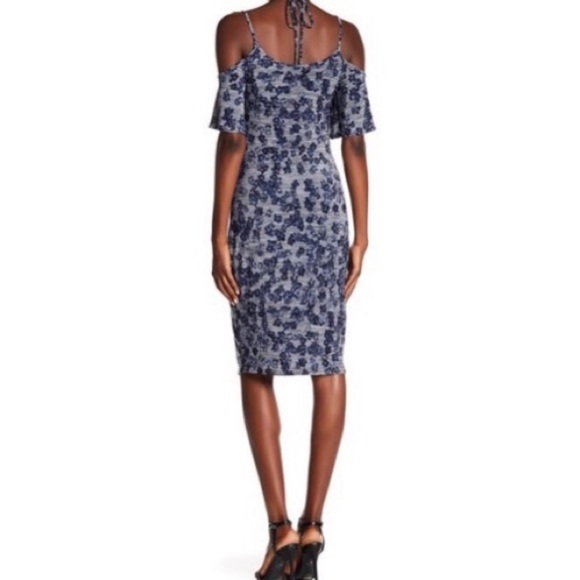 Rachel Roy Blue Floral Cold Shoulder Bodycon Dress - Picture 2 of 6